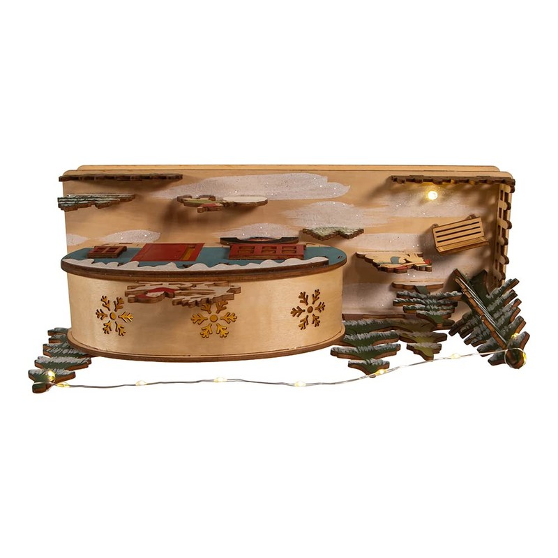 Kurt S. Adler 7.5-Inch Battery-Operated Wooden Light Up Camper with
