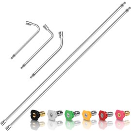 120" Pressure Washer Extension Wand,2 Pack 60 Inch Stainless Steel Power Washer Wand Extension-Pressure Washer Accessories with 30°/90°/120°Curved Rods,6 Nozzle Tips- 1/4" Quick Connect,4000 PSI