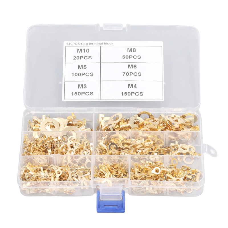540Pcs Gold Brass Ring Terminal M3 M4 M5 M6 M8