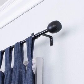 Decopolitan 30890-BL48 5/8" Cap Curtain Rod Set, 48 to 84 Inches, Black