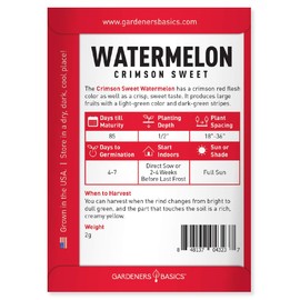 Gardeners Basics, Watermelon Seeds for Planting - Crimson Sweet Heirloom Variety, Non-GMO Fruit Seed - 2 Grams of Seeds Great for Outdoor Garden
