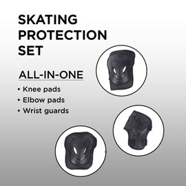 Endless EL1028 Protective Guard Kit for Skating, Cycling and Skateboarding with Knee, Elbow and Wrist Protector | Material : ABS, Nylon | with Adjustable Straps to Fit Perfectly for Adults | Black
