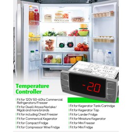 Fit for Dixell XR02CX-4N1F1 Temperature Controller，Refrigerator Digital Thermostat Controller Fit for 120V 50-60hz Commercial Refrigerators/Freezer with Temperature Sensor Probes