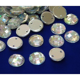 Rhinestones for Sewing, Glitter Stones for Sewing, Round Set, Crystal Acrylic Stones, Crystal Flatback for Garment, Crafts, Clothing and Bag Decoration (6 mm, 200 Pieces, Crystal AB)
