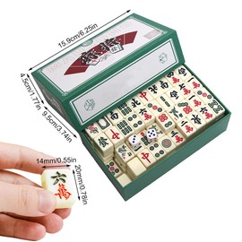 XPJBKC Majong Stones Game, Mini Mahjong Game, Traditional Chinese Majong Game, Portable Mahjong Board Game Set with 144 Mahjong Stones for Family Travel Game Tabletop Game Board Game
