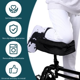 KUAZIDAR Knee Scooter Cushion Cover - 2.6in Highly Resilient Memory Foam, Comfortable Walker Pad, Removable and Washable Cloth Cover, Fits Most Knee Scooter (Black, only Cushion)