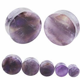 Decentraland Amethyst Organic Stone Ear Gauge Earrings Stud Jewellery 5 mm (4 g) Pack of 2, Stone
