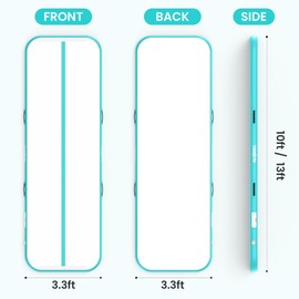 TUKEBETA 10ft Gymnastic Mats for Home Use Kids Adults, 4 Inches Thickness Inflatable Gymnastics Mat with Electric Pump and Storage Bag, Air Cheer Mat for Training Yoga Cheerleading Gym Outdoor, Green