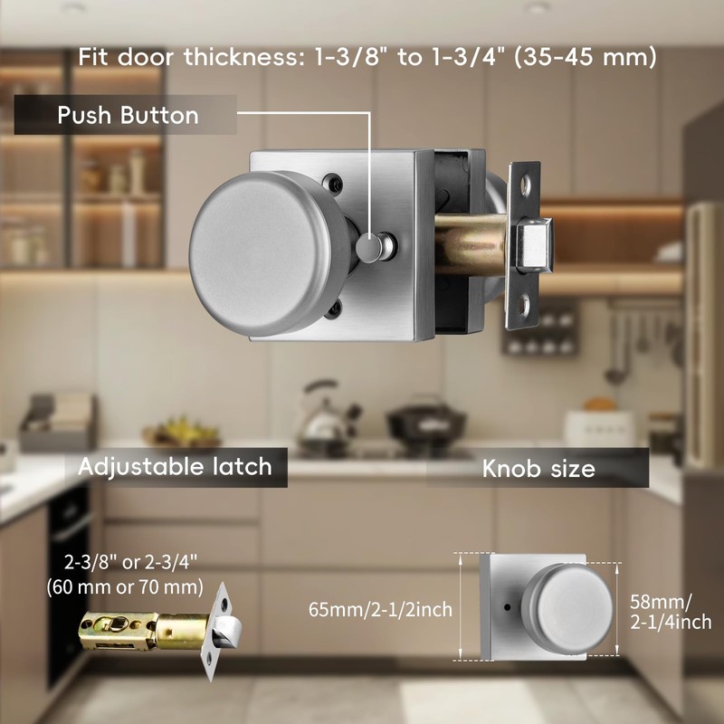 STARPY 6 Pack Brushed Nickel Door Knobs with Square Rosette,