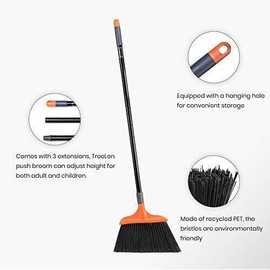 TreeLen Heavy-Duty Broom, Long Handle Angle Broom for Garages, Courtyard, Sidewalks