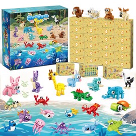 Packs Party Favors for Kids, 24 Packs Animals Mini Building Block Sets for Goodie Bag Stuffers Classroom Prizes, Valentines Day Christmas Birthday Gift for Boys Girls Ages 6+