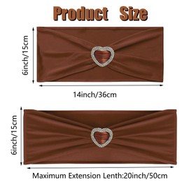 WYFMYD Spandex Brown Chair Sashes 25 Pack Brown Sashes for Chairs Universal Stretch Chair Covers Band with Buckle Slider Chair Ties Bows for Wedding Banquet Party Decorations