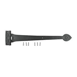 Renovators Supply Manufacturing Black Wrought Iron Strap Hinge 18 in Spade Tip Strap Gate and Door Hinges with Hardware