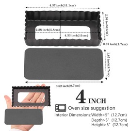 Gutsdoor Mini Tart Pan Square with Removable Bottom Nonstick Quiche Pan 4 Inch Rectangle Tart Pan Mini Pie Pan Set of 6 (4 Inch)
