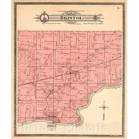 Historic 1903 Wall Map - Standard Atlas of Kendall County, Illinois : Including a plat Book of The Villages, Cities and townships of The County, map of The State - Bristol Township 20in x 24in