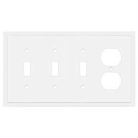 Henne Bery Modern Edge Decorative Wall Plate Switch Plate Outlet Cover, Durable Solid Zinc Alloy (Triple Toggle/Single Duplex, White)