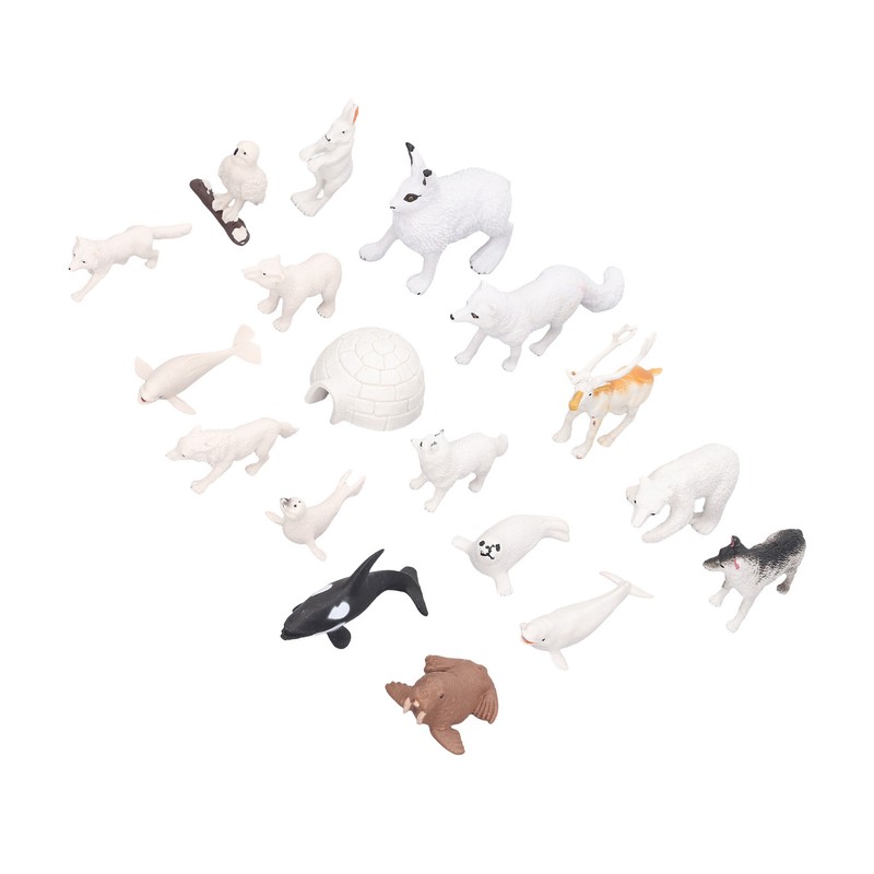 Arctic Animal Figurine Set 18pcs Kid Simulated Arctic Hare Reindeer
