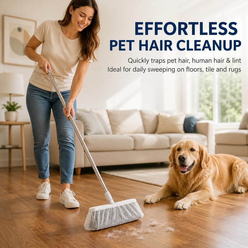50 Pcs Disposable Broom Covers for Pet Hair Removal, Non-Woven