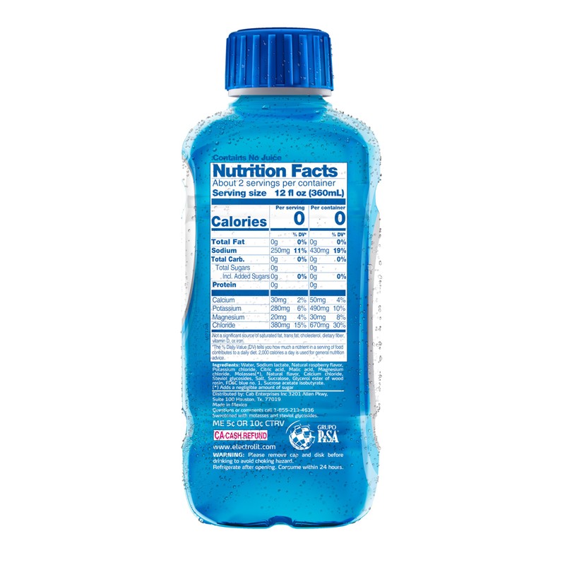 Electrolit Zero, Electrolyte Beverage, Blue Raspberry, 21 Fl Oz bottle