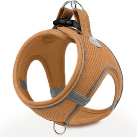 Joytale Small Dog Harness, Breathable Mesh Step-in Vest Harness, Reflective Soft Padded Harnesses for Cats, Puppies and Extra Small Dogs, Brown, XXS