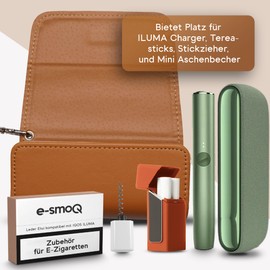 [20+ Colours] e-smoQ Case Compatible with IQOS Iluma, High-Quality Case for Starter Set (Brown)