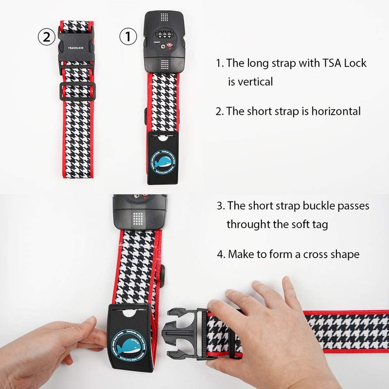 Travelkin Luggage Straps TSA Approved - Adjustable Cross Suitcase Straps