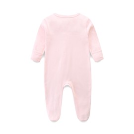 Baby Footed Onesie Toddler Double Zipper Long Sleeve Romper 3-6 Months Pink