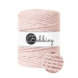 Bobbiny Oeko-Tex Premium Macrame Yarn Made of Ecological Cotton, 5 mm x 100 m, Triple Twisted (Glossy Pastel Pink)