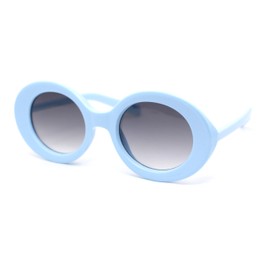 Womens Thick Bevel Round Circular Mod Plastic Fashion Sunglasses Blue - Smoke