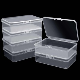 Aimeke Pack of 6 Plastic Storage Boxes with Lid, Small Storage Boxes, Transparent, Small Box with Snap Lock for Screws, Beads, Jewellery, Craft Items (9.5 × 6.5 × 2.6 cm)