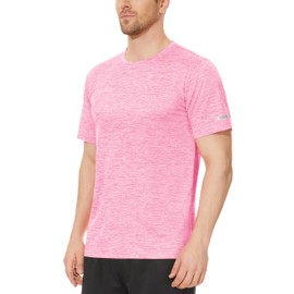 MAGCOMSEN Running Shirts for Men Dry Fit Gym Shirts for Men Workout T Shirts for Men Rash Guard for Men Short Sleeve Summer Tshirts Men Quick Dry Pink
