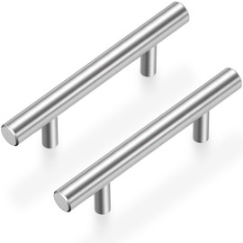 Estmoon 30 Pack Brushed Nickel Cabinet Handles 3 Inch Hole Center Drawer Pulls Stainless Steel Cabinet Pulls Silver Kitchen Handles Cabinet Hardware for Drawers, Cupboards - 5" Length, 3" Hole Center