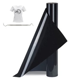 Bocguy Plotter Film Textile Rolls, 30.5 cm x 377 cm Heat Transfer Vinyl Flex Film Rolls with Plotter Tool, Plotter Vinyl Film for Iron Hot Press, T-Shirts & More Fabrics (Black)