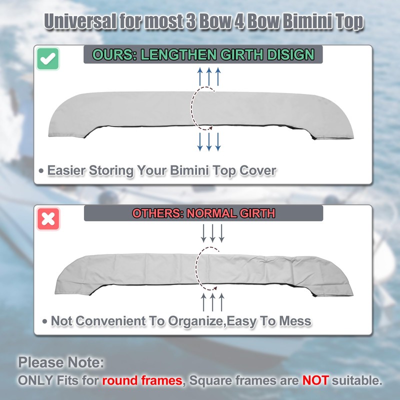 X AUTOHAUX Boat Bimini Top Storage Boot 73"-78" Width Light