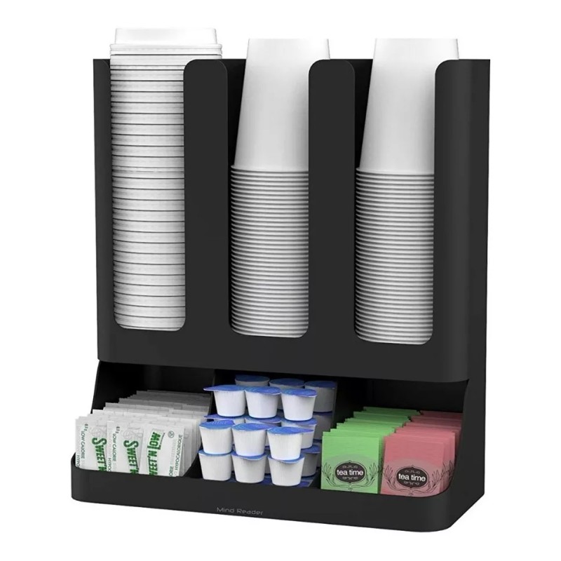 Minred Organizador Para Vasos Tapas Cafe Agitadores Azúcar Negro