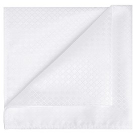 KissTies Solid Pocket Square Wedding Handkerchief + 1 Gift Box, White, One Size