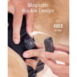 2025 New Edition - Fei & Eve MagEase 3-Second Magnetic Dog Harness | No-Pull Tactical Vest | Quick-Connect MOLLE w/3 Leash Clips | Military-Grade 900D Nylon | Adjustable w/Handle(Medium,Khaki)