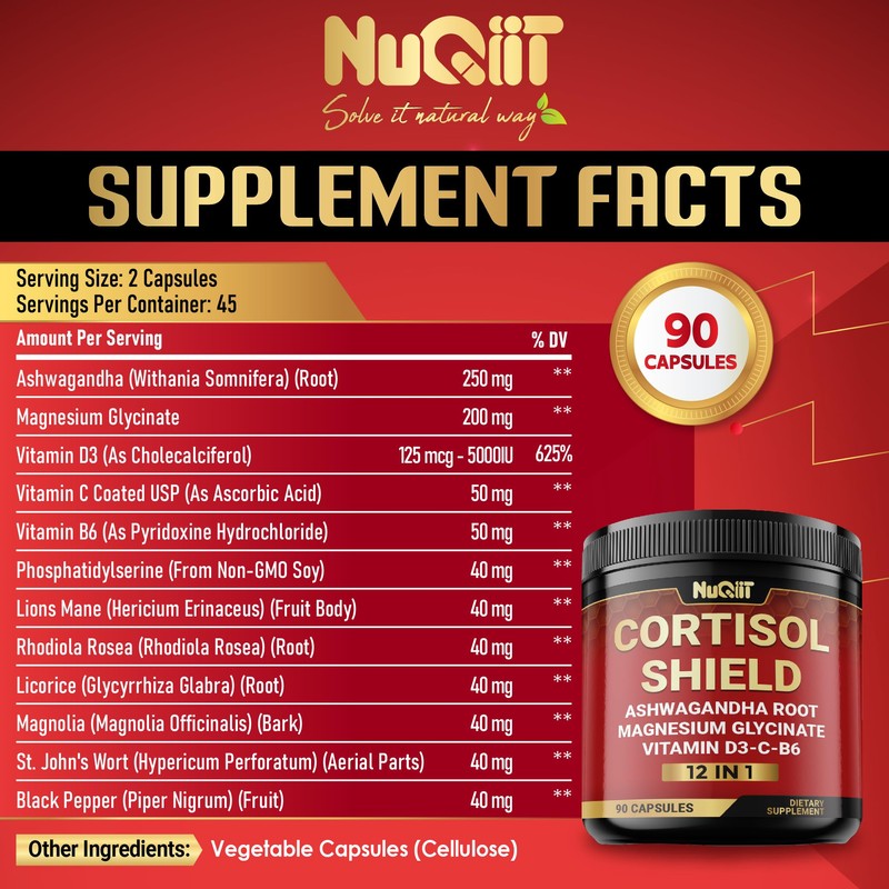 NUQIIT 12in1 Cortisol Shield - Ashwagandha and Magnesium & 10