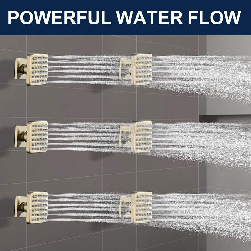 LOCALAND Solid Brass Shower Body Spray Jets, Square Body Jets