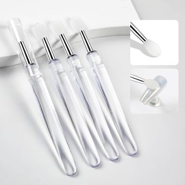 10Pcs White Silicone Nail Art Brushes Reusable Nail Brushes for Nail Art Silicone Nail Brush Chrome Glitter Mirror Powder Pigment Applicator Sticks Lipstick Eyeshadow Nail Art Polish Tools