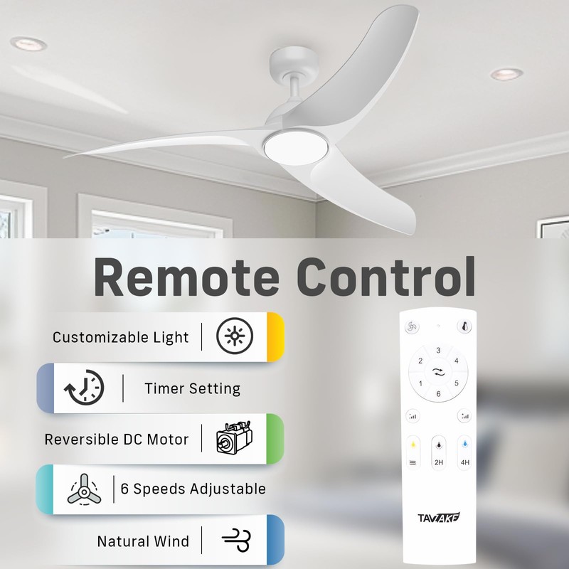 TAVZAKE Ceiling Fans with Lights, 42 inch Low Profile Ceiling