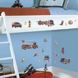 RoomMates RMK1125SCS Fire Brigade Peel and Stick Wall Decals , Red