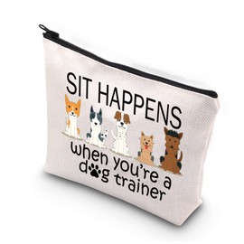 PLITI Dog Trainer Gift Dog Coach Gift Dog Trainer Makeup Bag Sit Happens When You're A Dog Trainer Thank You Gift(Sit Happens BU)