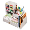 NUODWELL Desk Organizer with Drawer, White Pen Holder DIY Desk