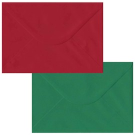 50 Red Green Xmas Card Envelopes Coloured C5 Gummed Christmas Card Envelopes