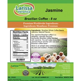 Jasmine Brazilian Coffee (Gourmet, Naturally Flavored, Whole Coffee Beans) (8 oz, ZIN: 553291) - 2 Pack