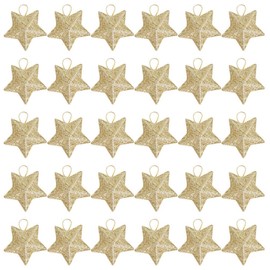 ledmomo 30 Stars Small Star Mini Star Christmas Tree Ornaments Christmas Ornament 3D Tree Hanging Gold