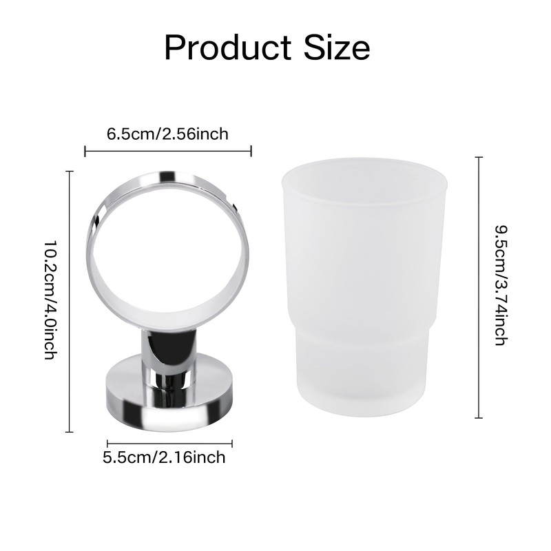 Wall Mount Toothbrush Holder with Frosted Glass Cup, Toothbrushes Toothpaste