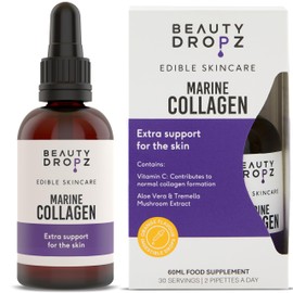 Beauty Dropz Marine Collagen Oral Skincare Drops – Youth-Boosting – Vitamin C – Hydration Support – Aloe Vera Extract – Tremella Mushroom Extract for Radiant Skin – 60ml