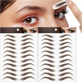 22 pares de tatuajes de cejas 4D, cejas auténticas como el pelo de las cejas, tatuaje de cejas despegable, larga duración, resistente al agua, pegatinas de maquillaje para cejas postizas naturales (marrón)
